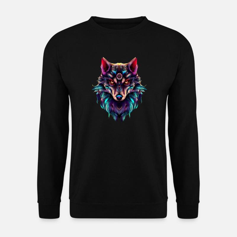 Wolf’s Head Synthwave Wolf - Sweat-shirt Unisexe - noir