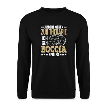 Andere gehen zur Therapie ich geh Boccia Petanque - Unisex Pullover - Schwarz - Vorne - Alina (178cm) & Michal (187cm)