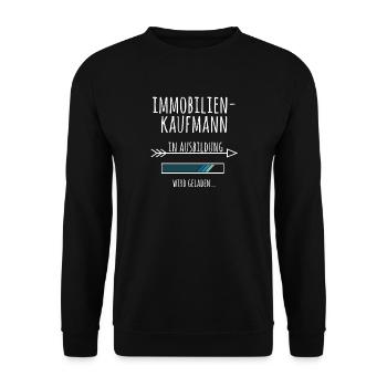 Immobilienkaufmann Ausbildung Beruf Geschenk - Unisex Pullover - Schwarz - Vorne - Alina (178cm) & Michal (187cm)