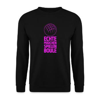 Echte Mädchen spielen Boule Bouler Boccia Spiel - Unisex Pullover - Schwarz - Vorne - Alina (178cm) & Michal (187cm)