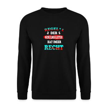Regel 1 Der Schulbegleiter hat immer Recht - Unisex Pullover - Schwarz - Vorne - Alina (178cm) & Michal (187cm)