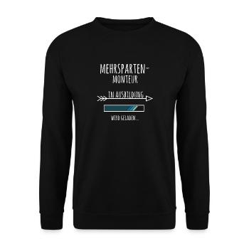 Mehrspartenmonteur Ausbildung Beruf Geschenk - Unisex Pullover - Schwarz - Vorne - Alina (178cm) & Michal (187cm)