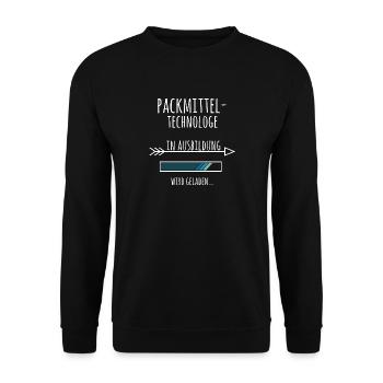 Packmitteltechnologe Ausbildung Beruf Geschenk - Unisex Pullover - Schwarz - Vorne - Alina (178cm) & Michal (187cm)