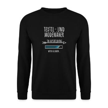Textil und Modenäher Ausbildung Beruf Geschenk - Unisex Pullover - Schwarz - Vorne - Alina (178cm) & Michal (187cm)