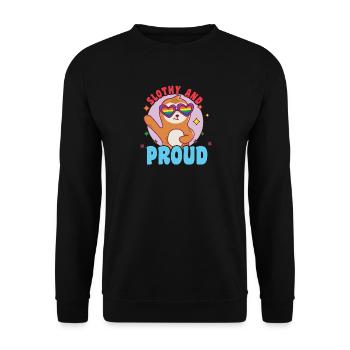Fabelhaftes Faultier-Leben mit LGBT-Flagge, St - Unisex Pullover - Schwarz - Vorne - Alina (178cm) & Michal (187cm)
