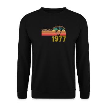Vintage 1977 Limited Edition Retro Birthay - Unisex Sweatshirt - black - Front - Alina (178cm) & Michal (187cm)