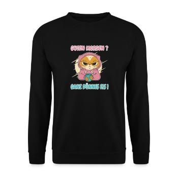 Guten Morgen Ganz dünnes Eis - Katze Frauen - Unisex Pullover - Schwarz - Vorne - Alina (178cm) & Michal (187cm)