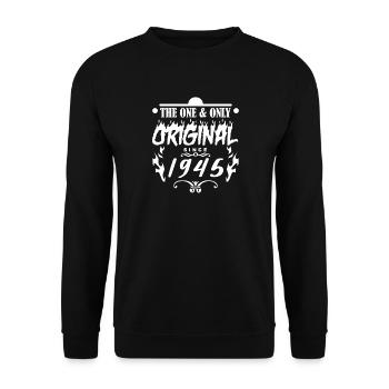 1945 - Baujahr 1945 - Jahrgang 1945 - Unisex Pullover - Schwarz - Vorne - Alina (178cm) & Michal (187cm)