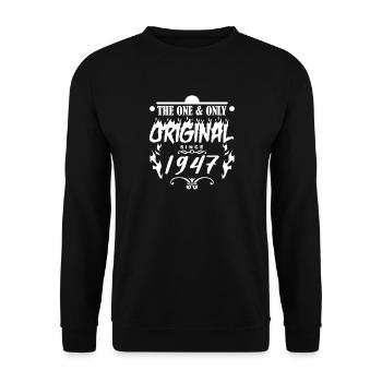 1947 - Baujahr 1947 - Jahrgang 1947 - Unisex Pullover - Schwarz - Vorne - Alina (178cm) & Michal (187cm)