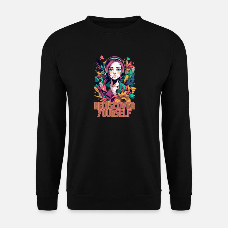 Rediscover Yourself- Trendy Aesthetic Graphic - Unisex Pullover - Schwarz