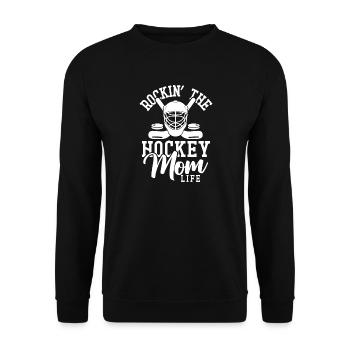 Rockin the hockey mom life - Unisex Pullover - Schwarz - Vorne - Alina (178cm) & Michal (187cm)