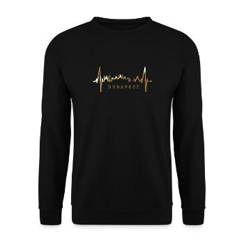 Budapest Skyline Heartbeat Hongrie Coeur Budapester - Sweat-shirt Unisexe - noir - Devant - Alina (178cm) & Michal (187cm)