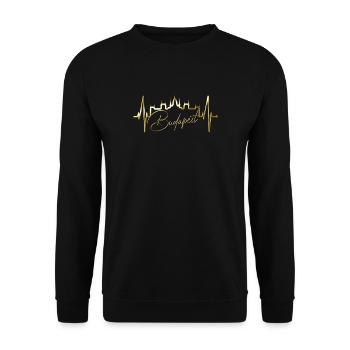 Budapest Skyline Heartbeat Hongrie Coeur Budapester - Sweat-shirt Unisexe - noir - Devant - Alina (178cm) & Michal (187cm)