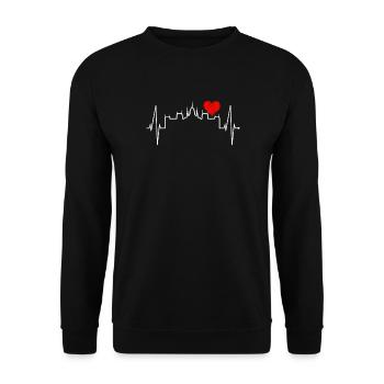 Budapest Skyline Heartbeat Hongrie Coeur Budapester - Sweat-shirt Unisexe - noir - Devant - Alina (178cm) & Michal (187cm)