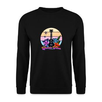 Ukulele Vibes Retro Tropic Circle - Unisex Pullover - Schwarz - Vorne - Alina (178cm) & Michal (187cm)