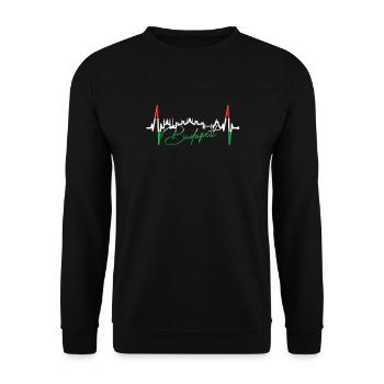 Budapest Skyline Heartbeat Hongrie Coeur Budapester - Sweat-shirt Unisexe - noir - Devant - Alina (178cm) & Michal (187cm)