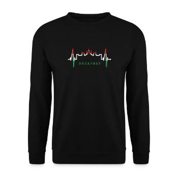 Budapest Skyline Heartbeat Hongrie Coeur Budapester - Sweat-shirt Unisexe - noir - Devant - Alina (178cm) & Michal (187cm)