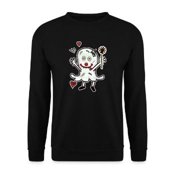 Halloween Gespenst Liebe Liebeskummer Herzschmerz - Unisex Pullover - Schwarz - Vorne - Alina (178cm) & Michal (187cm)