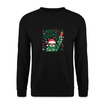 Merry slothmas Chemise animal paresseux de Noël, - Sweat-shirt Unisexe - noir - Devant - Alina (178cm) & Michal (187cm)