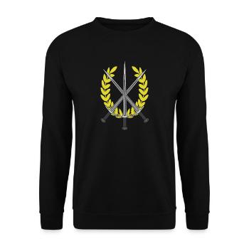 Kampf Schwertkampf Schwertkämpfer Sieger Odin - Unisex Pullover - Schwarz - Vorne - Alina (178cm) & Michal (187cm)