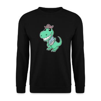 Dinosaure Pirate pour les enfants - Sweat-shirt Unisexe - noir - Devant - Alina (178cm) & Michal (187cm)