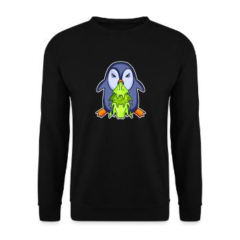 Pinguin kotzt Kotze - Unisex Pullover - Schwarz - Vorne - Alina (178cm) & Michal (187cm)