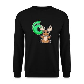 6 Geburtstag 6 Jahre alt mit Tier Motiv - sechs - Unisex Pullover - Schwarz - Vorne - Alina (178cm) & Michal (187cm)
