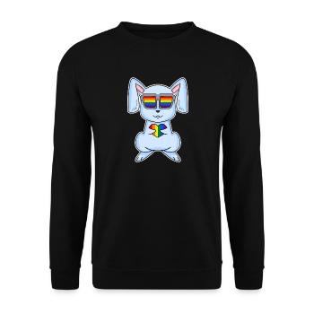 Hase Weihnachtlich Regenbogen Farbenbroh - Unisex Pullover - Schwarz - Vorne - Alina (178cm) & Michal (187cm)
