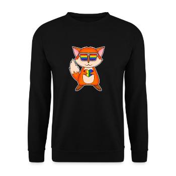 Fox Christmas Rainbow Color Broh - Unisex Sweatshirt - black - Front - Alina (178cm) & Michal (187cm)