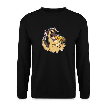 German Shepherd Dog Pizza - Unisex Sweatshirt - black - Front - Alina (178cm) & Michal (187cm)