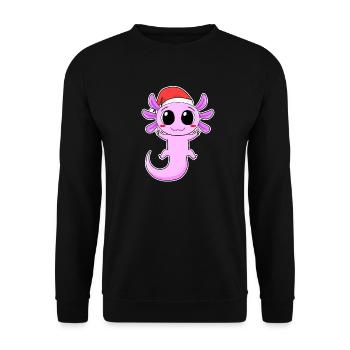 Axolotl Weihnachten - Unisex Pullover - Schwarz - Vorne - Alina (178cm) & Michal (187cm)