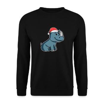 Nashorn Weihnachten - Unisex Pullover - Schwarz - Vorne - Alina (178cm) & Michal (187cm)