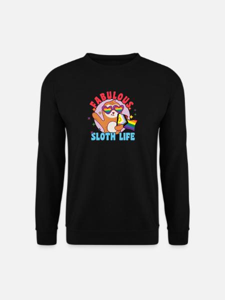 Fabulous sloth life with LGBT flag - Unisex Sweatshirt - black