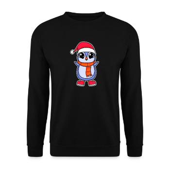 Pinguin Weihnachten - Unisex Pullover - Schwarz - Vorne - Alina (178cm) & Michal (187cm)