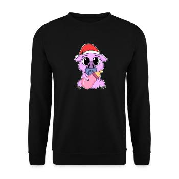 Cochon bébé Noël - Sweat-shirt Unisexe - noir - Devant - Alina (178cm) & Michal (187cm)