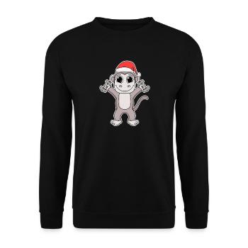 Affe Gym Sport Sportlich Weihnachten - Unisex Pullover - Schwarz - Vorne - Alina (178cm) & Michal (187cm)