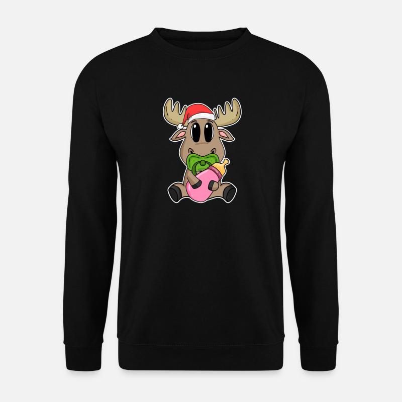 Bébé orignal Noël - Sweat-shirt Unisexe - noir