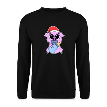 Cochon bébé Noël - Sweat-shirt Unisexe - noir - Devant - Alina (178cm) & Michal (187cm)