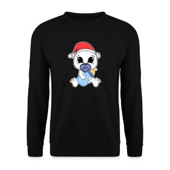 Bear Baby Christmas Polar Bear - Unisex Sweatshirt - black - Front - Alina (178cm) & Michal (187cm)