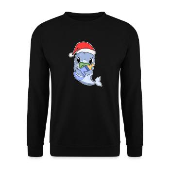 Requin bébé Noël - Sweat-shirt Unisexe - noir - Devant - Alina (178cm) & Michal (187cm)