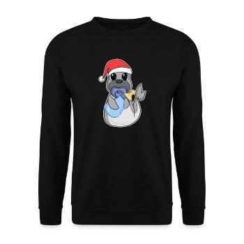 Sea Lion Baby Christmas - Unisex Sweatshirt - black - Front - Alina (178cm) & Michal (187cm)