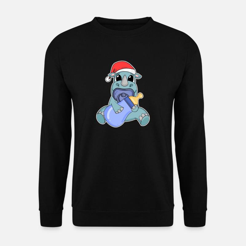 Rhinocéros bébé Noël - Sweat-shirt Unisexe - noir