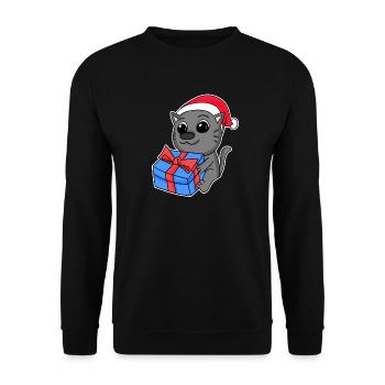 Chat Noël - Sweat-shirt Unisexe - noir - Devant - Alina (178cm) & Michal (187cm)