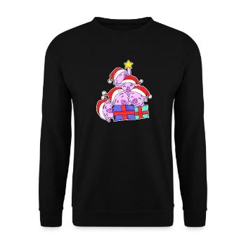 Pig Pigs Christmas Tree Christmas - Unisex Sweatshirt - black - Front - Alina (178cm) & Michal (187cm)