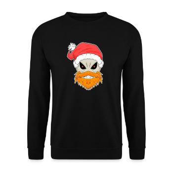 Weihnachtsmann Totenkopf - Unisex Pullover - Schwarz - Vorne - Alina (178cm) & Michal (187cm)