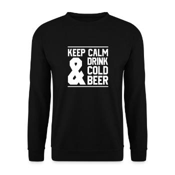 Keep Calm and Drink Cold Beer - Unisex Sweatshirt - black - Front - Alina (178cm) & Michal (187cm)