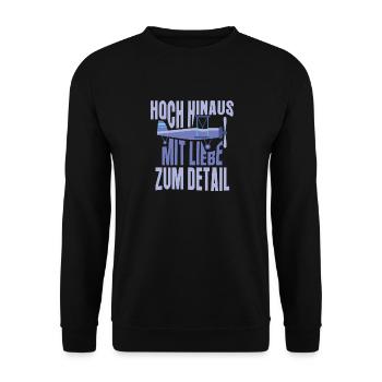 Flugzeug Modellbau Hoch hinaus Liebe zum Detail - Unisex Pullover - Schwarz - Vorne - Alina (178cm) & Michal (187cm)