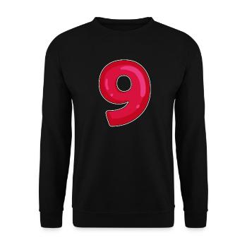 NINE - 9 - Digit red - Unisex Sweatshirt - black - Front - Alina (178cm) & Michal (187cm)