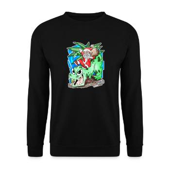 Père Noël sur Dino - Sweat-shirt Unisexe - noir - Devant - Alina (178cm) & Michal (187cm)