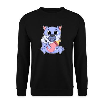 Baby Wolf Motiv - Unisex Pullover - Schwarz - Vorne - Alina (178cm) & Michal (187cm)
